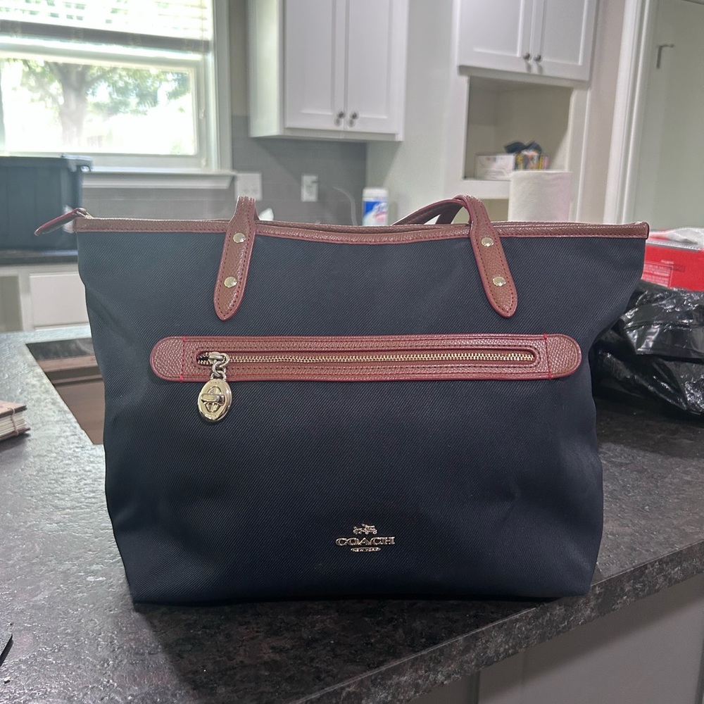 Coach Navy and Brown Women's Tote Bag